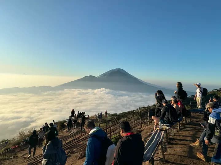 Reaching the top of Mount Batur Bali