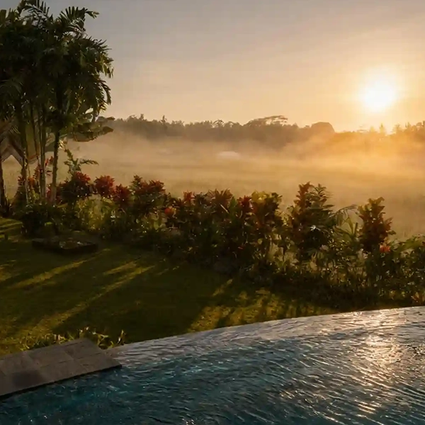 Sunrise from Pool at Bali Hidden Villas