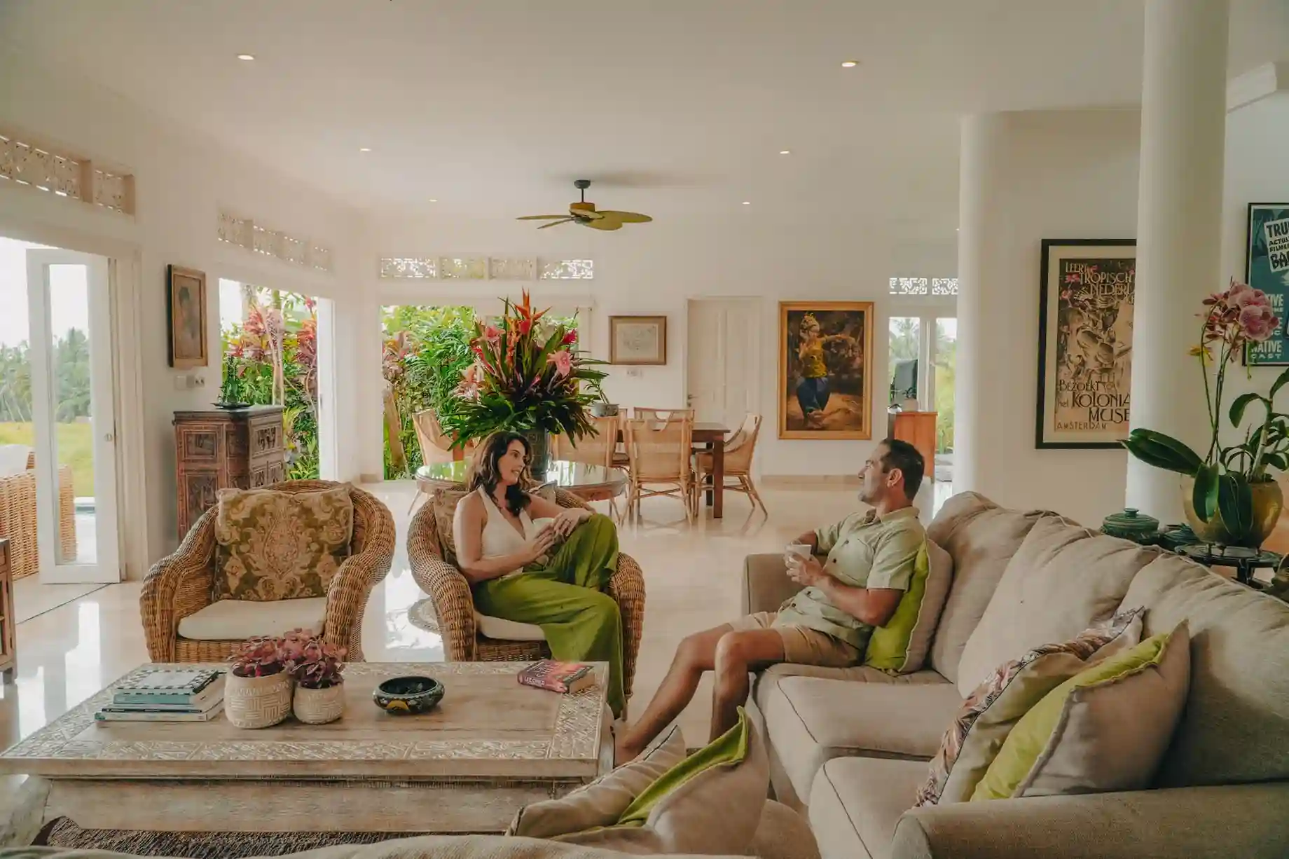 Why Quality Service is the Soul of the Best Villas in Ubud Villa Tau - Couple in Living Room